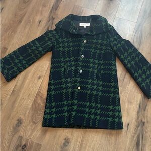 Trina Turk Black and Green Houndstooth Coat